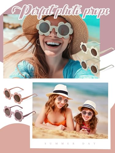 Image of Kanayu Summer Flower Sunglasses for Women 5.71 Inch Round UV Protection Adults Daisy Sunglasses Decor for Beach Party Gift