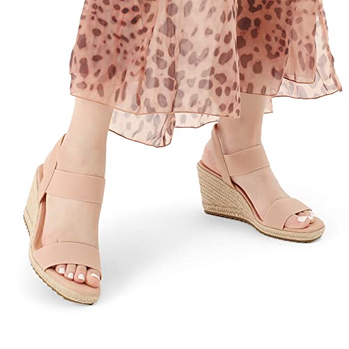 Image of DREAM PAIRS Womens Open Toe Espadrilles Dressy Platform Sandals Slip on Elastic Ankle Strap Wedges Sandals