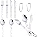 Vercey Set di utensili da campeggio in acciaio inox, confezione da 2 pezzi per forchetta e coltelli, per esterni, portatile, da campeggio