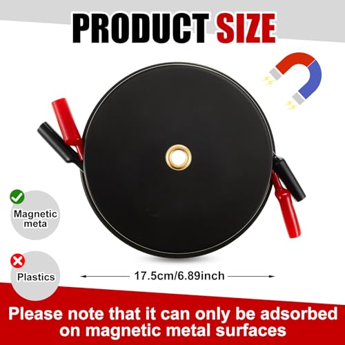 Image of Saillong 2 Wire 30ft Magnetic Retractable Test Leads with Insulated Alligator Clips, 18 Gauge Electrical Copper Wire in Reel for Circuit Connection, Electrical Testing and Troubleshooting