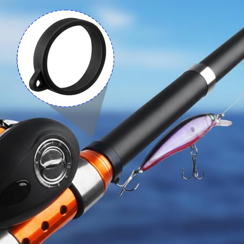 Soulchen 20 Pcs Black Fishing Rod Hook Keeper Kit Hook Rings Fishing Lure Bait Holder Elastic Rubber Ring Fix Bait Prevent Line Tangles for Freshwater Saltwater Fish Tackle Tool 4 Sizes - Thumbnail 5