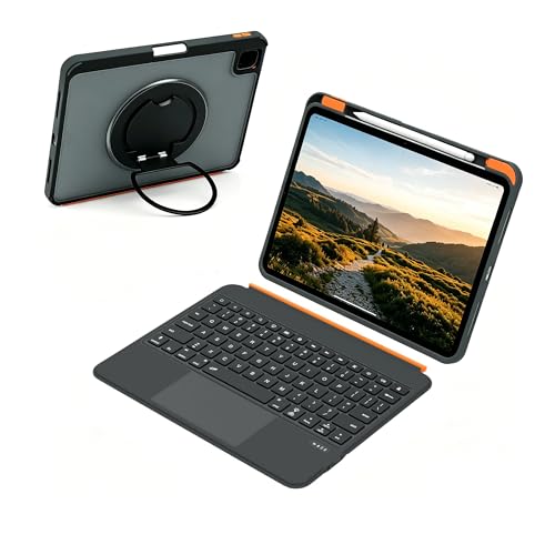 QUARK iPad 11th(A16)/��10����p �L�[�{�[�h�t���P�[�X ���O���\�ȃL�[�{�[�h�J�o�[ iPad Air 11�C���` M3/M2 & iPad Pro 11�C���`�p & iPad Air 5/4th�p 360°��]�X�^���h & 7�F�o