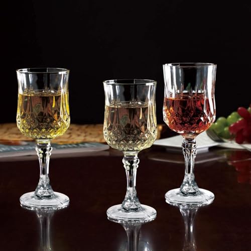 Image of Crystal Wine Glasses 230ml, Set of 4 Long Wine, Burgundy Clear Glasses with Stem for Wedding Anniversary, Birthday, Gift (RKT-09, Set of 4)