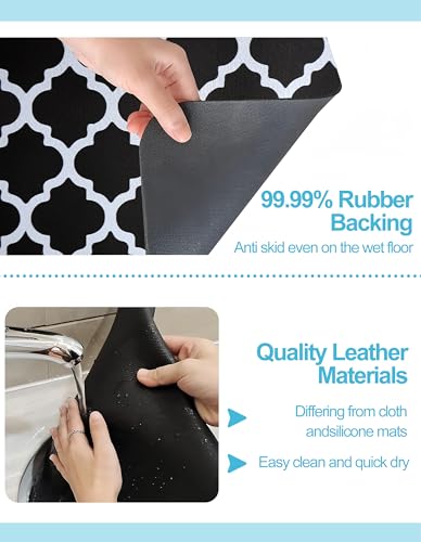 Image of Dish Drying Mat for Kitchen Counter, 12x19 Rubber Backed (Black Trellis)
