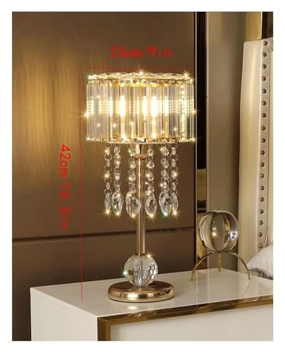Lampe de table en cristal à commande tactile avec abat-jour chic pour un éclairage ajustable