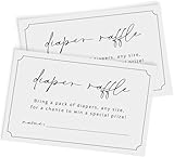 GardenCity Diaper Raffle Tickets for Baby Shower, 3.5' x 2' White Diaper Raffle Cards, Fun Baby Shower Game for Girl or Boy, Gender Neutral, 50 Cards, Minimalist