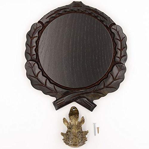Placa de cuña tallada oscura AF 17,5 cm con 1 pieza de cabeza de cuña pequeña placa cuña, tabla de especias, cartel trofeo.