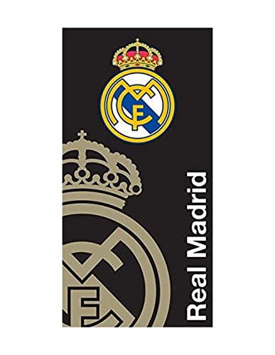 Real Madrid CF - Toalla Playa Escudo Negra Real Madrid 70 x 140 cm.