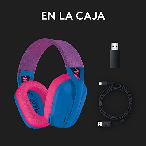 Logitech G G435 LIGHTSPEED, auriculares inalámbricos y Bluetooth para gaming - Auriculares ligeros circumaurales, micrófonos integrados, Dolby Atmos, PC, PS4, PS5, Nintendo Switch/Switch 2, móvil-Azul