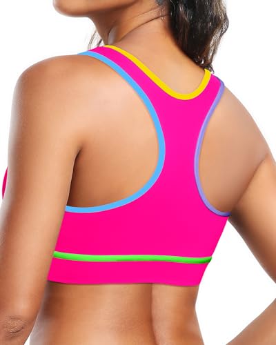 Image of Holipick Women's Sports Bra Bikini Tops Racerback Swim Top Scoop Neck Bathing Suits Top Modest Padded Crop Tops Swimsuit Only