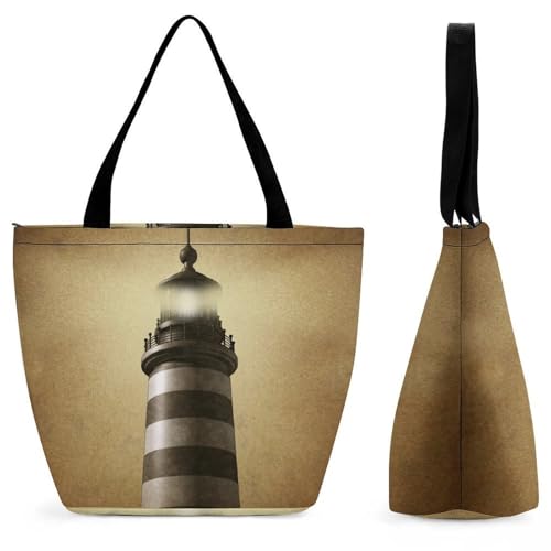 Sac de shopping pour voyage grand format phare rétro chic en toile