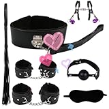 Sexo Bondage Set De Siete Piezas De Accesorios De Entrenamiento Ajustables De Cuero Liso, Juego De RelajacióN Suave,...