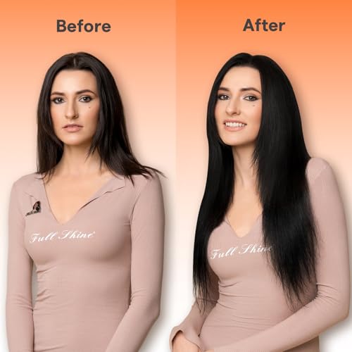 Image of Full Shine Butterfly Weft Hair Extensions Human Hair 16 Inch Dark Ash Brown | 80g Natural Volume, Full Head Set, Genius Weft Side, Beginner Friendly, Bridal Styling Support, Seamless Micro Beads