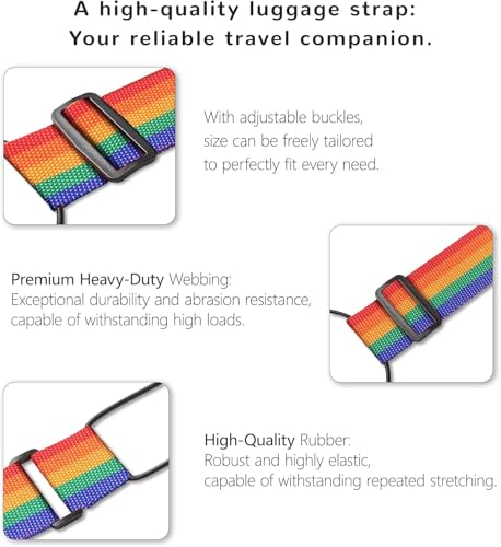 Image of 2Pcs Luggage Straps Bag Bungee Luggage Straps Suitcase Adjustable Belt,Add a Bag Easy to Travel Suitcase Elastic Strap Belt Luggage Accessories(Colorful-2Pcs)