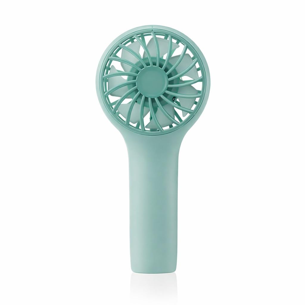 wonderlamp - Green Bris Handheld Fan, 3 Speeds, Charging Indicator and Rechargeable Battery, Mini Compact Portable Fan, Ideal for Travel