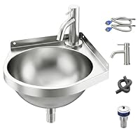 Edelstahl Eckwaschbecken mit Kalt-/Warmwasserhahn, Dreieckiges Wandmontage Badezimmer Waschbecken, Einzelbecken waschbecken Für Küche/Wohnmobile/Badezimmer/Toilette
