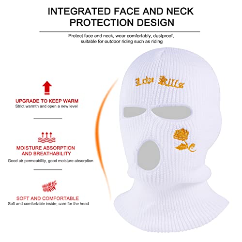3 Hole Balaclava Face Mask Men Ski Face Masks For Winter Outdoor Sports Cycling Full Face Cover Women White #TOP3