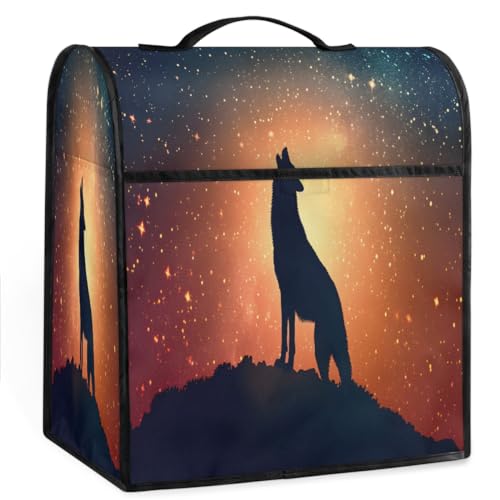 Coffee Maker Cover Starry Sky Wolf Silhouette Kitchen Appliance Covers Small Appliance Covers Blender Cover Juicer Cover Dust Covers for Kitchen Appliances with Top Handle and Pockets,Washable,C251