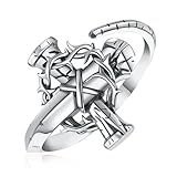 Sterling Silver 3 Nails Cross Ring Crwn of Thorn Jewelry Inspirational Faith Gift for Women Christian