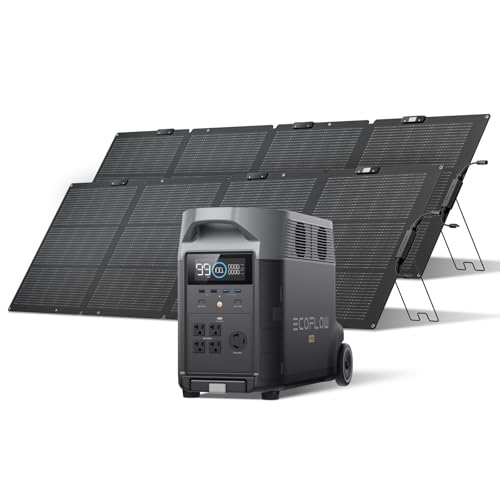 EcoFlow DELTA Pro ポータブル電源 3,600Wh +220WソーラーパネルX 2枚 セット太陽光発電セット 急速充電 リン酸鉄リチウムイオン電池 高出力 高変換効率 防水防塵 直列並列可 設置簡単 角度調整可能 折りたたみ式 蓄電池 防災