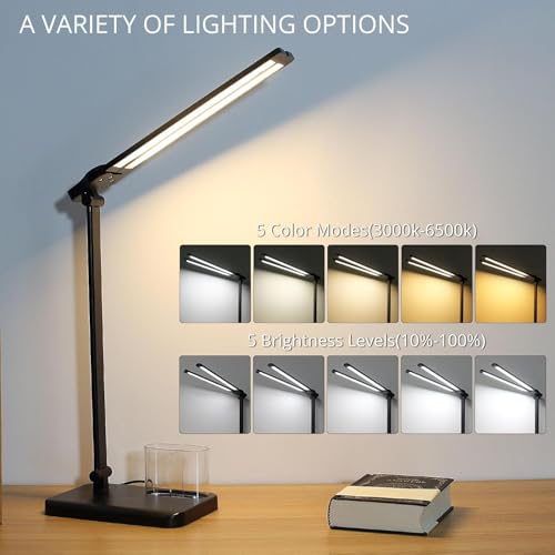 iVict Dual Swing Arm LED Desk Lamp, 5 Modes Touch Control Brightness Levels Desk Light with 45-Minute Auto-Off Timer - Image 2
