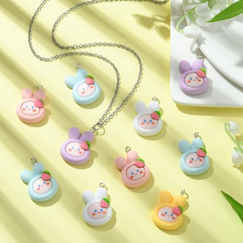 Stiesy 25Pcs 5 Colours Resin Rabbit Charms Opaque Rabbit Pendant Charm Cute Animal Dangle Charms for Jewellery Making DIY Bracelet Crafting - Image 4