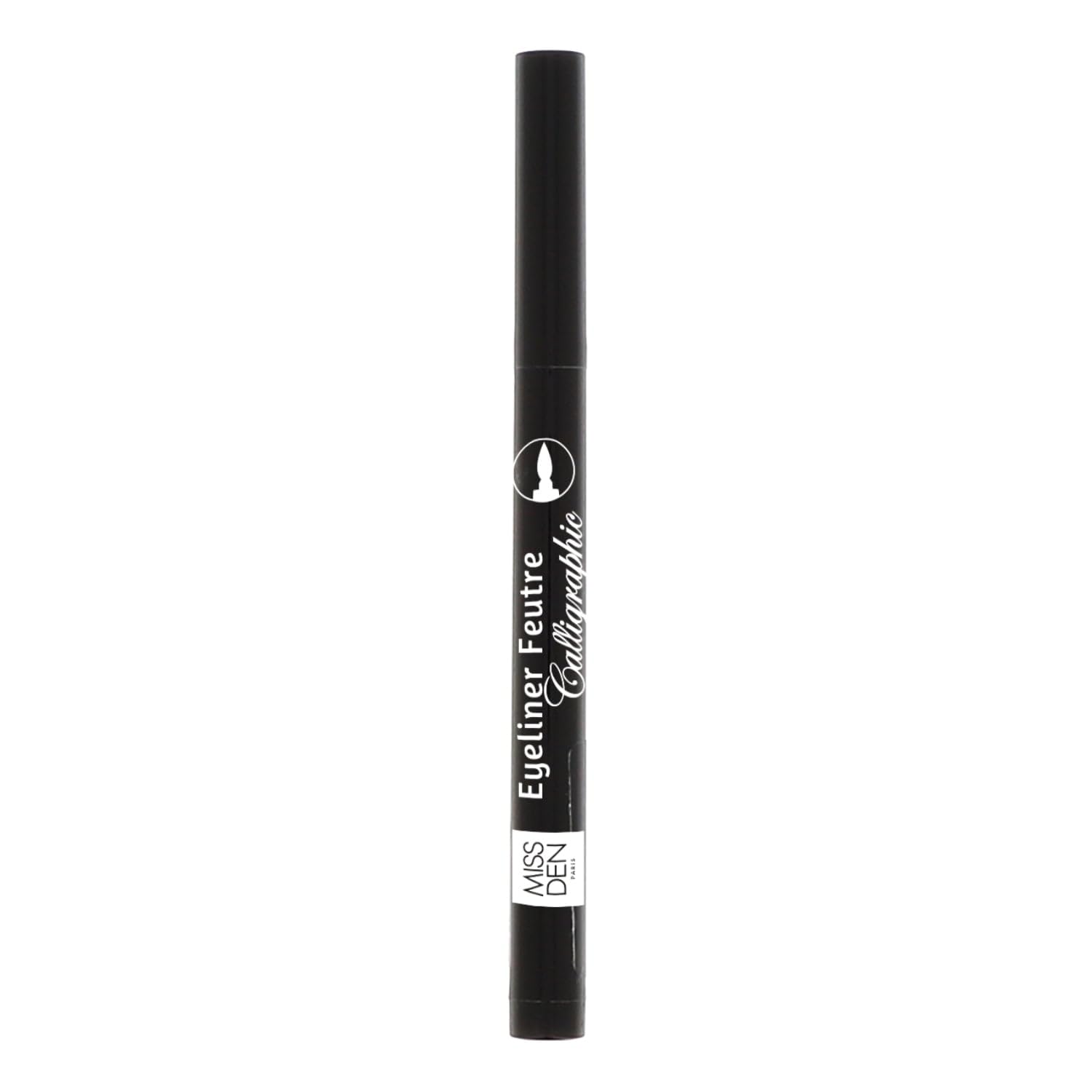 Un regard de haute définition toute la journée — MISS DEN Eyeliner Feutre Calligraphique Pointe Fine, Noir intense, 3,5mL - Lot de 3