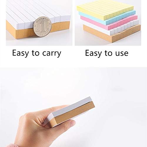 5Pcs Lined Sticky Notes Pad 3 X 3-Inches Small Square Neon Coloured Assorted Sticky Notes for Office Study or Daily Use