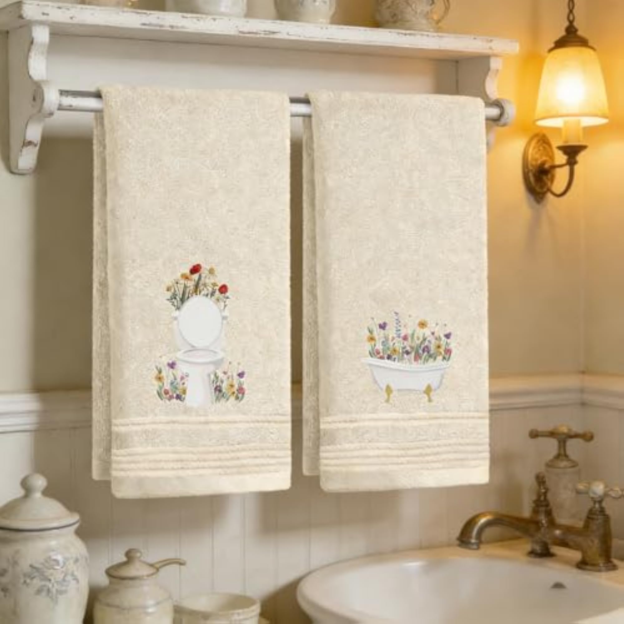 2pcs Blue Hydrangea Hand Towels, Spring Decor