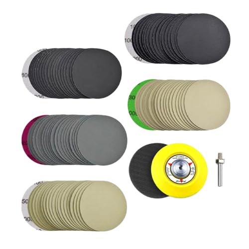 Healeved Juego de Papel de Lija Húmedo y Seco 102 Piezas 3 Pulgadas 75 MM Respaldo de Gancho y Bucle para Pulir Muebles Metal Automóviles y Madera Papel Abrasivo Resistente al Agua para