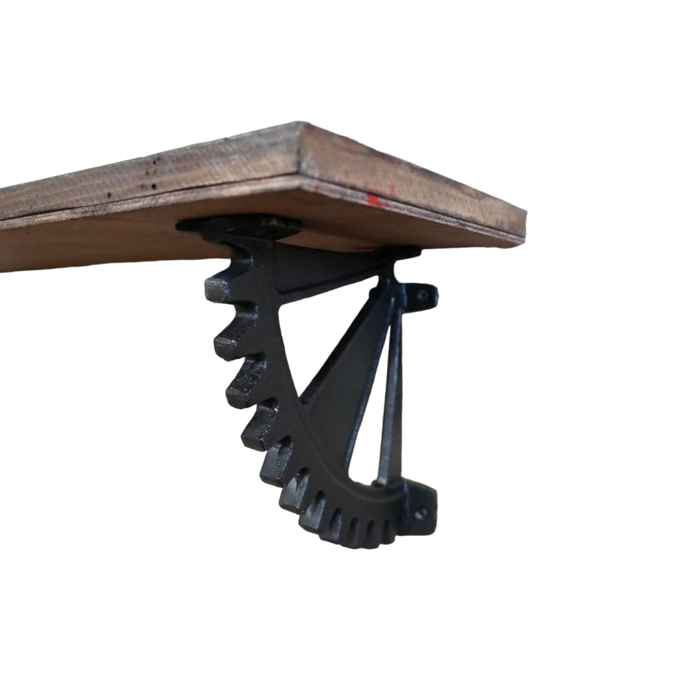 Metal Cog Shelf Bracket Black Wall Home Industrial Decoration