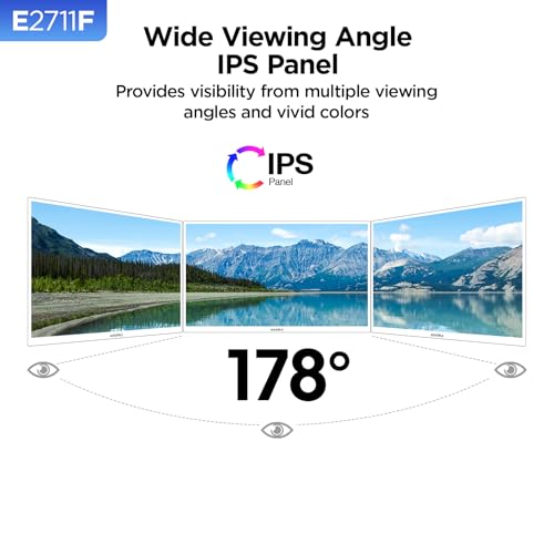 Image of KOORUI Monitor 27 Inch 1080p PC Monitor 3000:1 Contrast Ratio with HDMI VGA for Office and Home, 99% SRGB, Frameless, Eye Care, Tilt Adjustment, VESA Mountable, Black