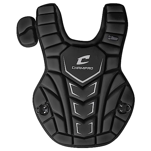 Champro Optimus Mvp Plus Chest Protector For Commotio Cordis With Removable Shoulder Cap, 12", Black #TOP3