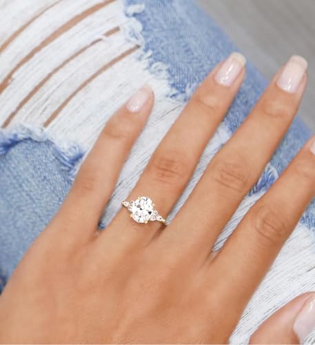 TIGRADE 3CT Engagement Ring Oval Cut Cubic Zirconia Marquise Round CZ Eternity Wedding Band for Women Size 3-124