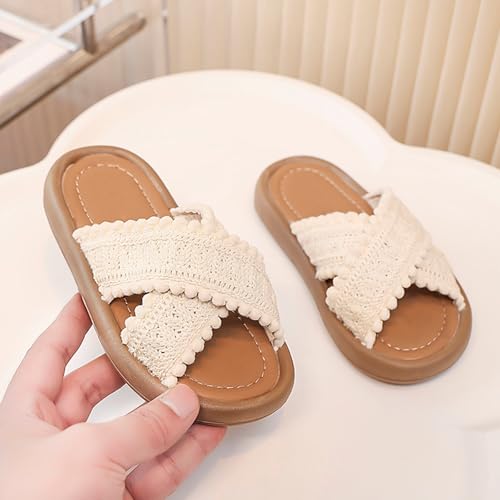 IWIHMIV Girls Slip On Sandals Summer Soft Pillow Slippers Soft Soles Flat Beach Pool Shoes Non Slip Open Toe.Sandals4