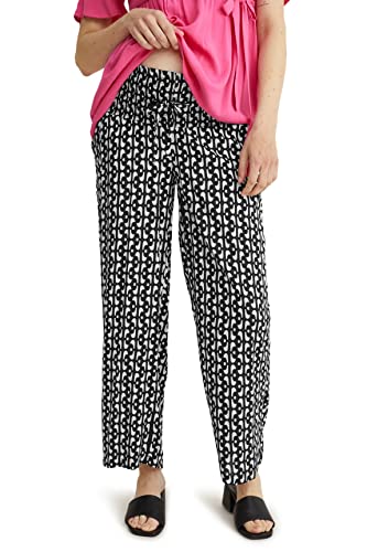 C&A Damen Palazzohose Hosen Mama Wide Viskose schwarz/weiß 46 S-L-R