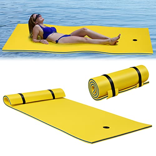 COSTWAY Tapis Flottant en Mousse XPE Capacité Portante 100 KG, Matelas Flottant avec Oreiller Enroulé avec Attache Élastique de 1,52M, pour Mer Piscine Lac,...