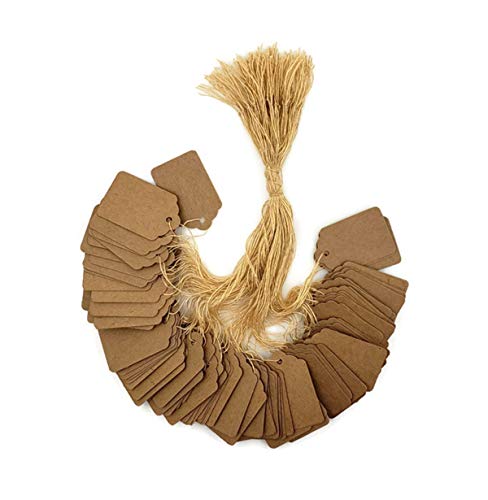 100 pcs Kraft Gift Marking Tags Price Labels Display Tags Strung for Crafts & Gifts. Personalize & Price Your Merchandise (1 1/8