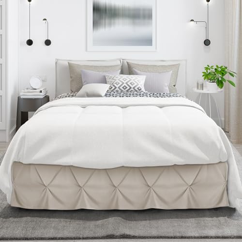Image of Nestl Linen Bed Skirt Twin Size, Pinch Pleat Twin Bed Skirt, 14 inch Inch Drop Twin Bedskirt, Hotel Quality Linen Bed Skirts, Premium Microfiber Bedskirt for Twin Bed, Linen Twin Bed Skirt