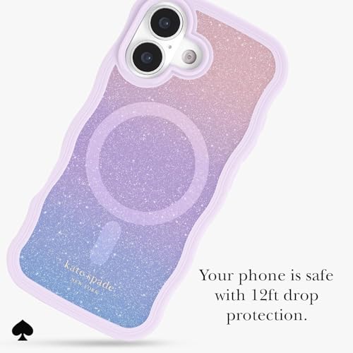Image of kate spade new york iPhone 17 Case - Opal Glitter | Compatible with MagSafe - Lightweight Designer Case for iPhone 17 with Anti-Scratch Coating and Wavy Iridescent Ombre Design