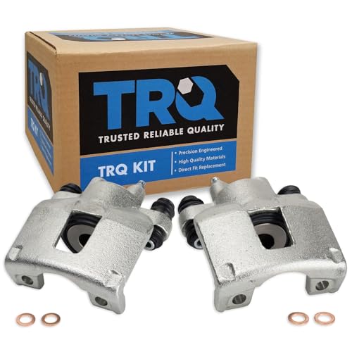 Image of TRQ Rear Driver and Passenger Side Brake Caliper Set Caliper Brackets Hardware Compatible with 94-98 Jeep Grand Cherokee