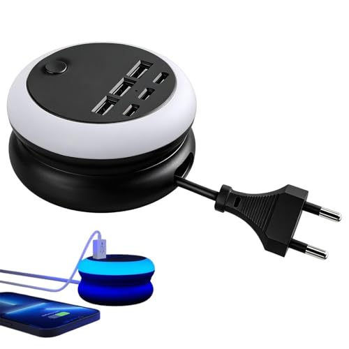 Estación de carga USB retráctil y ajustable con luz para escritorio