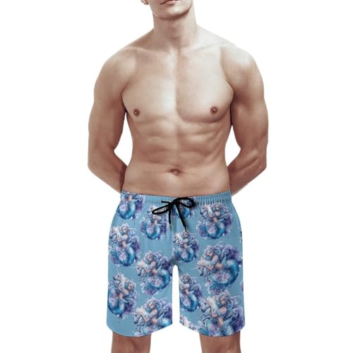 Unicorns Mermaids Men's Swim Trunks Quick Dry Beach Board Shorts with Mesh Lining Swimwear Bathing Suits2