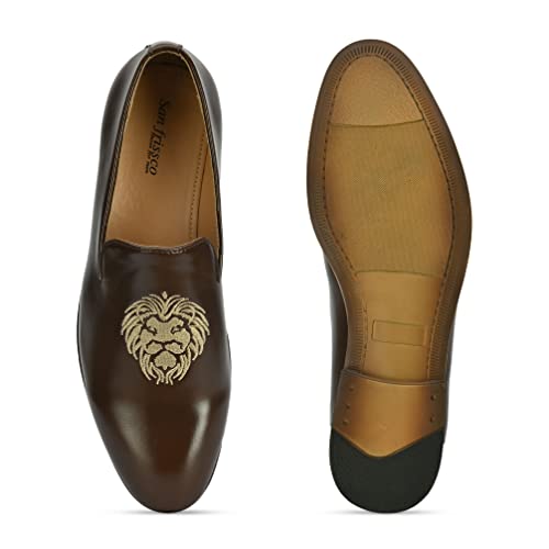 Image of San Frissco Men's Mid-Top Styling Loafer Lightweight Woven Moccasins Formal, Casual Driving Shoes for Men /Synthetic Leather /Cushioned Footbed Designed for All Seasons - Brown