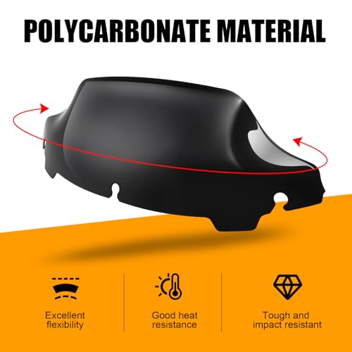 Image of JMTBNO Black 7 inch Motorcycle Wave Windshield Windscreen Compatible for 2014-2024 Harley Davidson Touring Street Glide /Electra Glide /Ultra Limited /Tri Glide FLHT FLHX FLHXS FLHTK