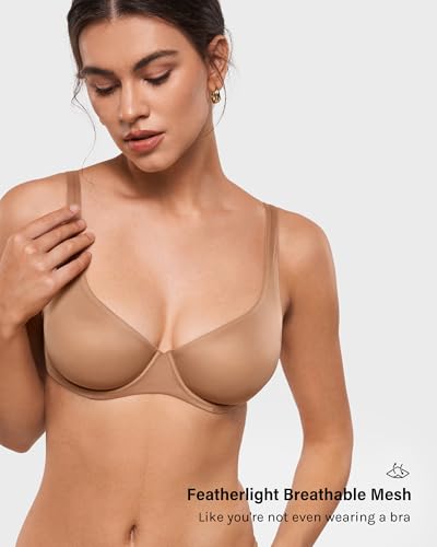 Image of INLYRIC Women's Mesh Balconette Bra Unlined | Ultra-soft, Unlined, Underwire, Light Support, No Padding, Semi-sheer, Demi, Seamless Look, Sexy, Supportive Comfortable