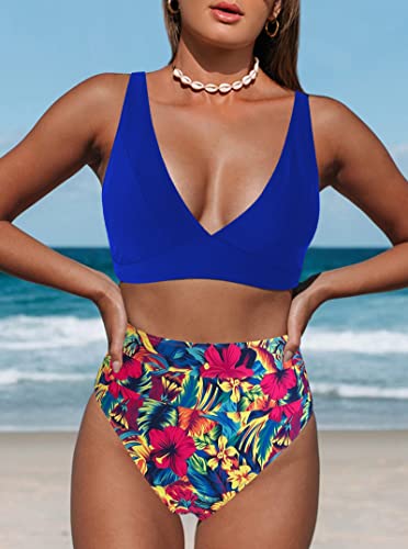 Image of Hilinker Women's Leopard Bikini Swimsuits V Neck High Waisted 2 Piece Bathing Suits