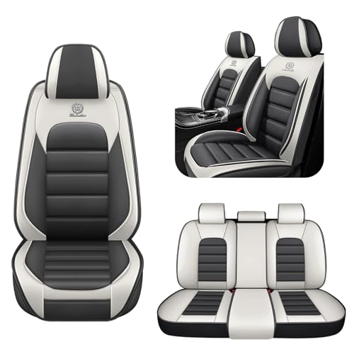 5 Seat Covers for Hyundai Palisade 2020-2026 Breathable Car Seat Covers,Anti-Slip with Airbag,Automotive Vehicle Cushion with Storage Pockets (Standard,Gray and White)