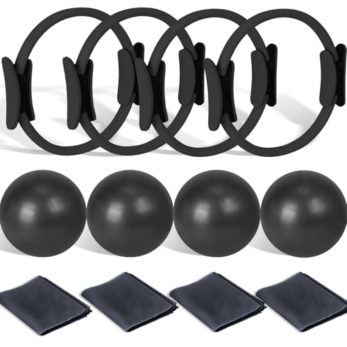 Pilates Ring and Ball Set Bulk, Pilates Equipment with 12 Inch Pilates Circle Rings, Small Yoga Balls, Resistance Bands, Pilate Essential Kit Bulk for Home Workouts Women, Pilates & Yoga Studio