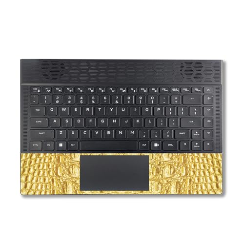 Image of MightySkins Carbon Fiber Skin Compatible with Alienware X14 R2 (2023) Full Wrap Kit - Golden Croc | Protective, Durable Textured Carbon Fiber Finish | Easy to Apply & Change Styles | Made in The USA